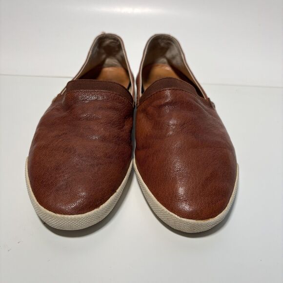 Frye Shoes Womens 8 Melanie Flats Slip On Loafer Brown Leather Casual Comfort - Picture 2 of 9